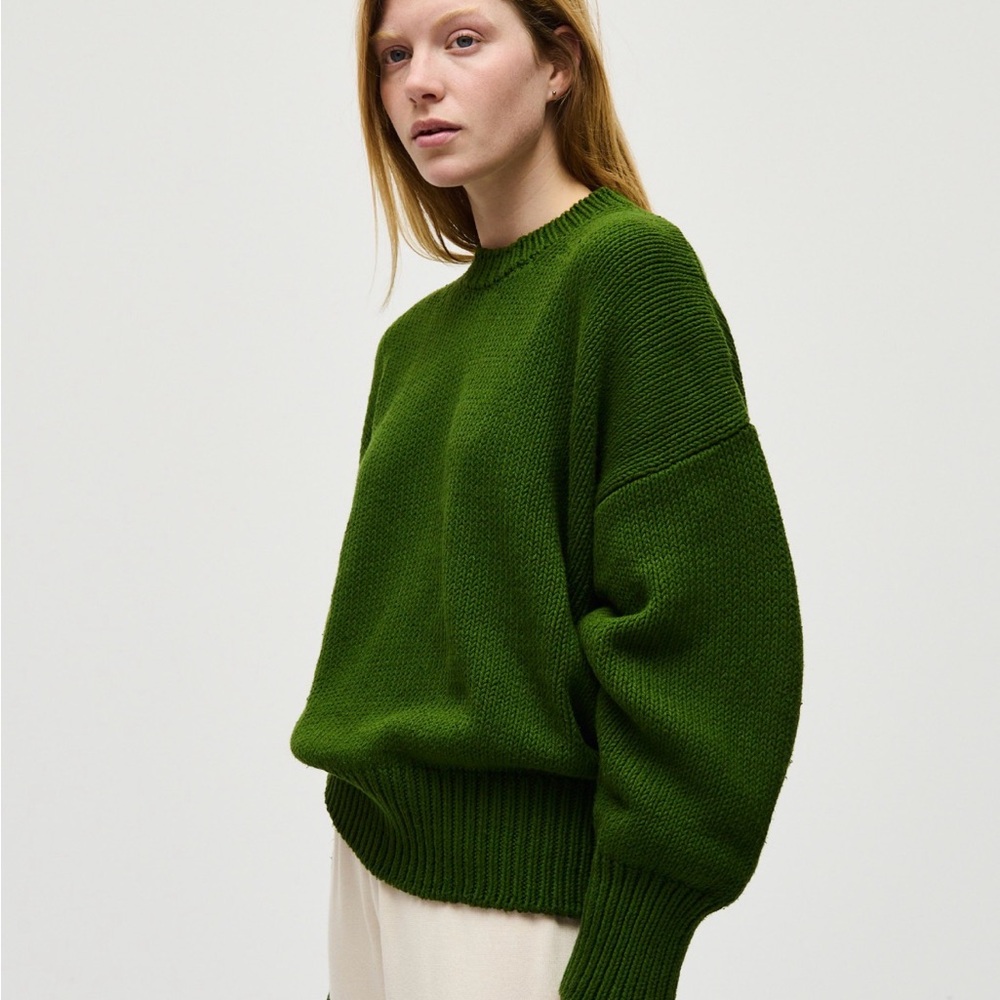 Babaa No 16 Jumper Pine - Gorgeous 100% Organic Cotton Crewneck Women's Sweater
